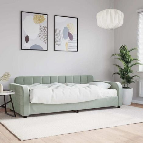 Tagesbett mit Matratze Hellgrau 90x200 cm Samt vidaXL