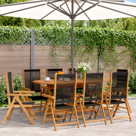 vidaXL Gartenstuhl Verstellbar 8 Stk. Schwarz Massivholz Akazie (1/5)