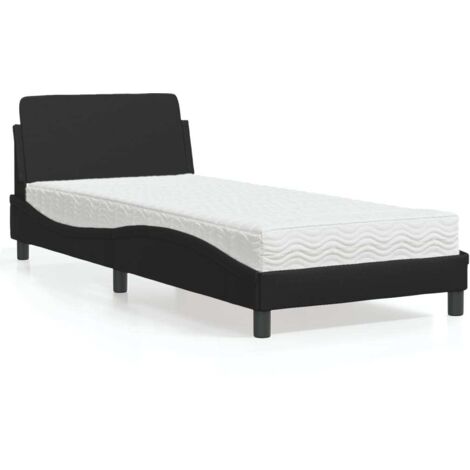 Bett mit Matratze Schwarz 80x200 cm Kunstleder vidaXL895405 (1/5)