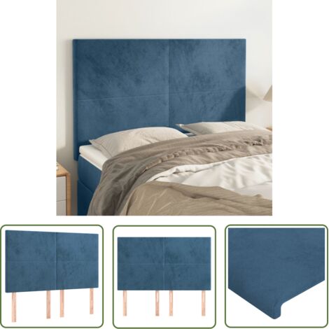 The Living Store Kopfteile 4 Stk. Dunkelblau 72x5x78/88 cm Samt - Bettkopfteile - Kopfteile - Samtbett - Dunkelblaue Möbel - Wohnaccessoires (1/5)