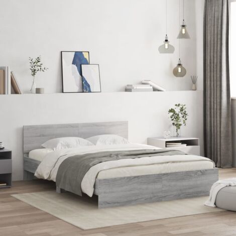 vidaXL Bettgestell mit Kopfteil Sonoma Grau 150x200 cm