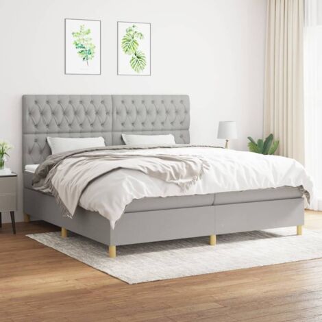 Boxspringbett mit Matratze Hellgrau 200x200 cm Stoff vidaXL (1/5)