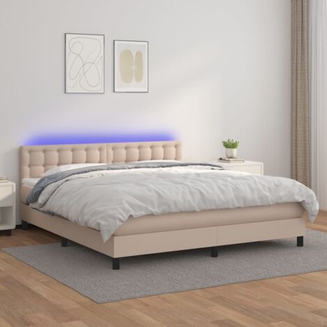 Boxspringbett mit Matratze & LED Cappuccino-Braun 160x200cm vidaXL