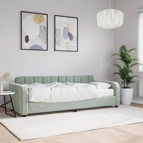 Tagesbett mit Matratze Hellgrau 80x200 cm Samt vidaXL