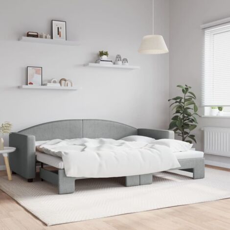 Tagesbett Ausziehbar Hellgrau 80x200 cm Stoff vidaXL