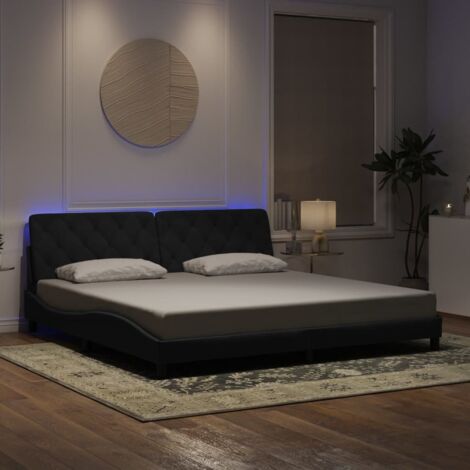Bettgestell mit LED ohne Matratze Schwarz 200x200 cm Samt vidaXL (1/5)
