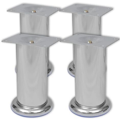 4 x Möbelfuß Sofafuß Sockelfuß Chrom rund 120 mm vidaXL