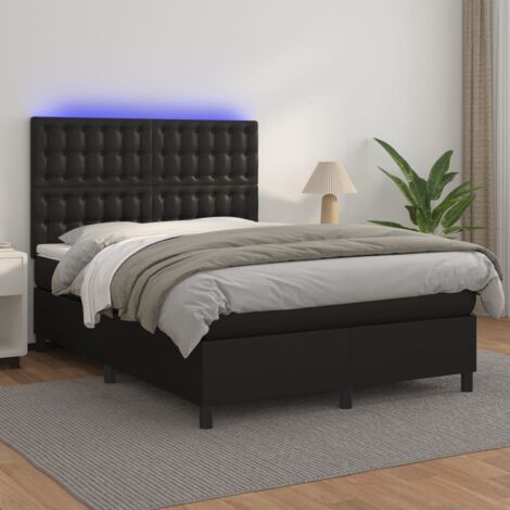 Lattenrost mit Matratze und LED Schwarz 140x190 cm