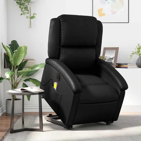 Massagesessel mit Aufstehhilfe Elektrisch Schwarz Kunstleder vidaXL