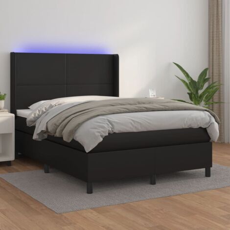 Boxspringbett mit Matratze & LED Schwarz 140x200 cm Kunstleder vidaXL (1/5)