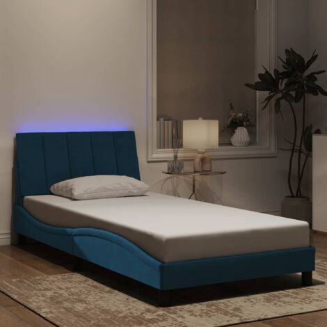 Bettgestell mit LED-Leuchten Blau 100x200 cm Samt vidaXL200313 (1/5)