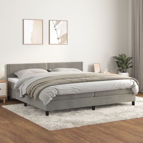 Boxspringbett mit Matratze Hellgrau 200x200 cm Samt vidaXL