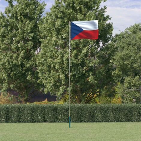 vidaXL Tschechische Flagge und Mast 5,55 m Aluminium