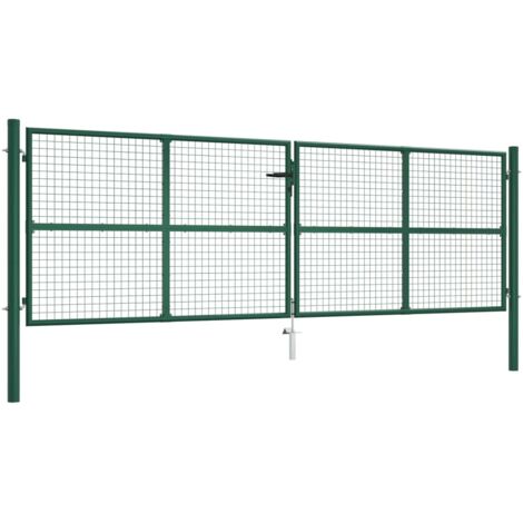 vidaXL Gartenpforte aus Stahl mit Gitter 390x125 cm grün
