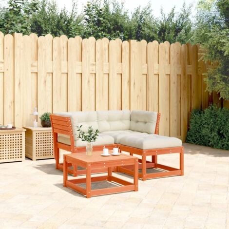 vidaXL Gartenmöbelset 3-teilig mit Kissen, braun gewachst, aus massivem Kiefernholz