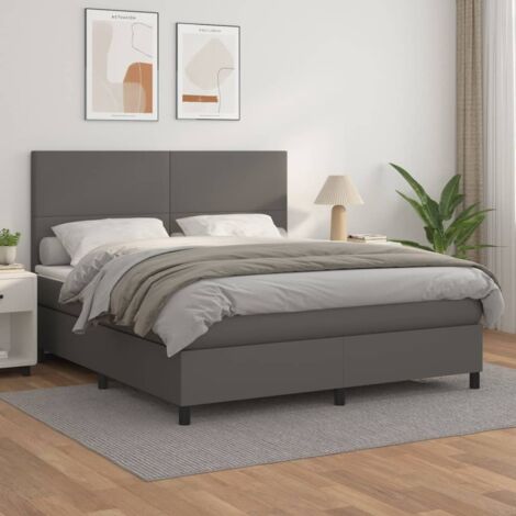 vidaXL Bettgestell mit Lattenrost und Matratze Grau 180x200 cm Kunstleder