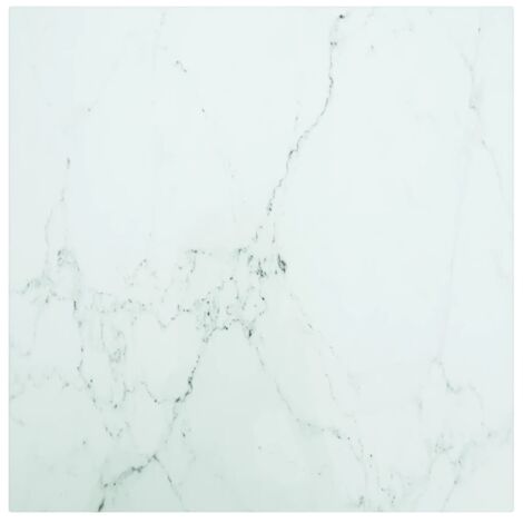 Tischplatte Weiß 50x50 cm 6 mm Hartglas in Marmoroptik vidaXL