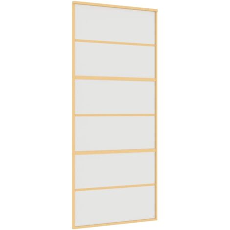 vidaXL Schiebetür Gold 90x205 cm Mattes ESG-Glas und Aluminium