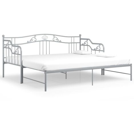 Erweiterbares Schlafsofa-Rahmen Grau Metall 90x200 cm