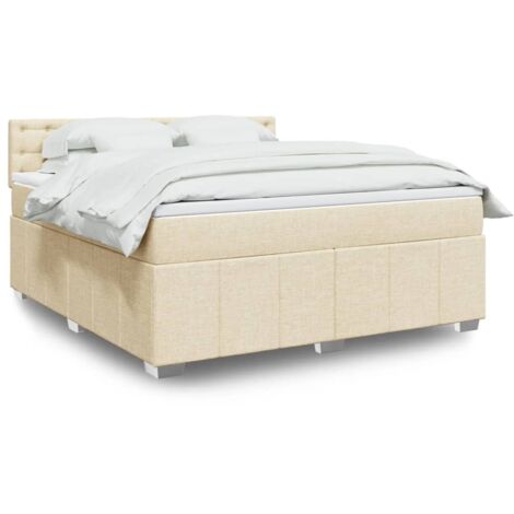 Boxspringbett mit Matratze Creme 180x200 cm Stoff vidaXL