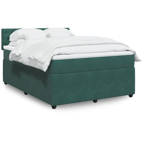Boxspringbett mit Matratze Dunkelgrün 140x190 cm Samt vidaXL