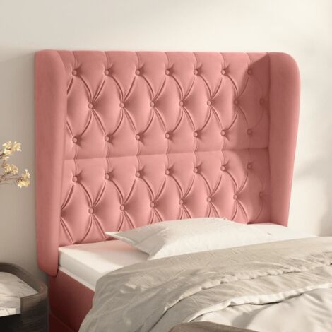 Kopfteil mit Ohren Rosa 93x23x118/128 cm Samt vidaXL (1/5)