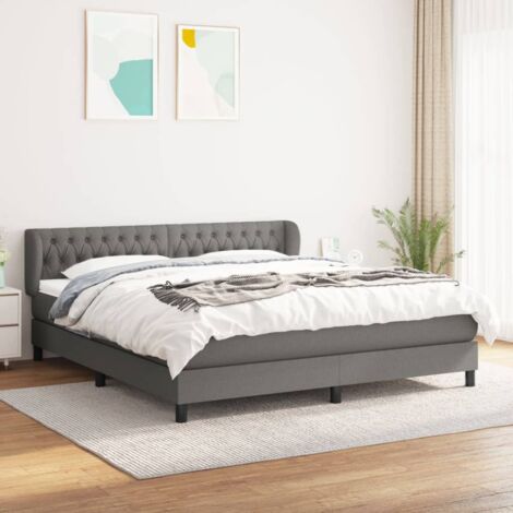Boxspringbett mit Matratze Dunkelgrau 180x200 cm Stoff vidaXL (1/5)