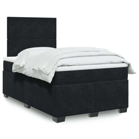 Lattenbett mit Matratze Schwarz 120x200 cm Velours