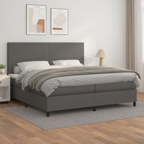 Boxspringbett mit Matratze Grau 200x200 cm Kunstleder vidaXL (1/5)