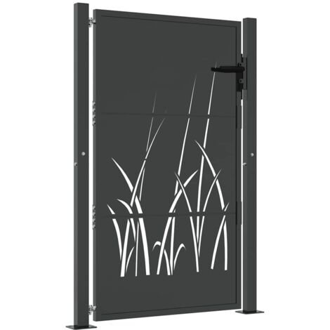 Gartenportal Anthrazit 105x130cm aus Stahl mit Grasdesign