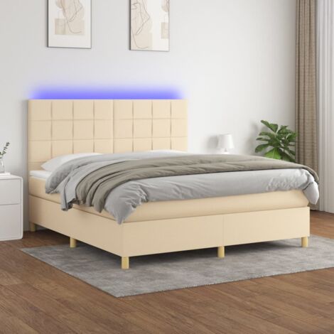 Boxspringbett mit Matratze & LED Creme 160x200 cm Stoff vidaXL (1/5)