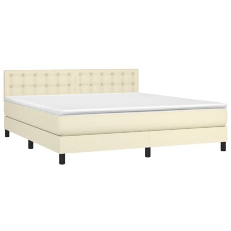Boxspringbett mit Matratze Creme 180x200 cm Kunstleder vidaXL