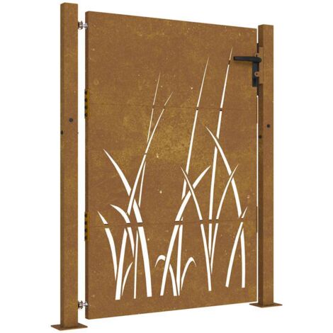 Gartenportal 105x130 cm Cortenstahl Grasdesign
