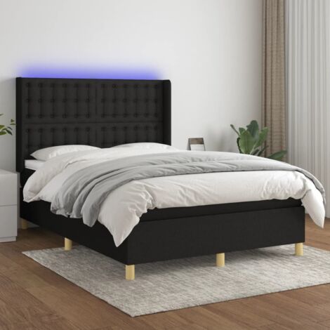 Boxspringbett mit Matratze & LED Schwarz 140x200 cm Stoff vidaXL (1/5)