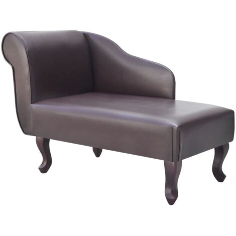 Vidaxl – Chaiselongue aus braunem Kunstleder – Dicke Polsterung – Robuste Holzfüße – Max. 110 kg – Elegantes Design für Wohn- und Schlafzimmer (1/5)