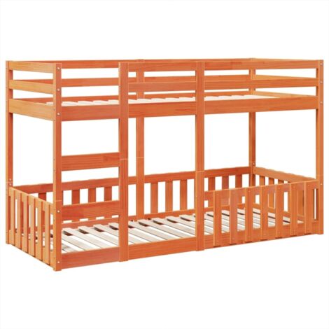 vidaXL Etagenbett Wachsbraun 90x200 cm aus massivem Kiefernholz