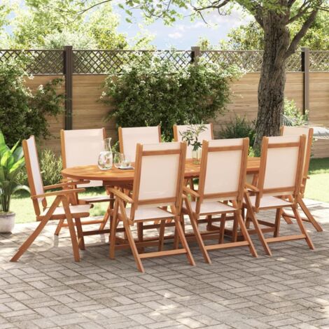 Klappbare Gartenstühle Set von 8 Akazienholz und Textilene