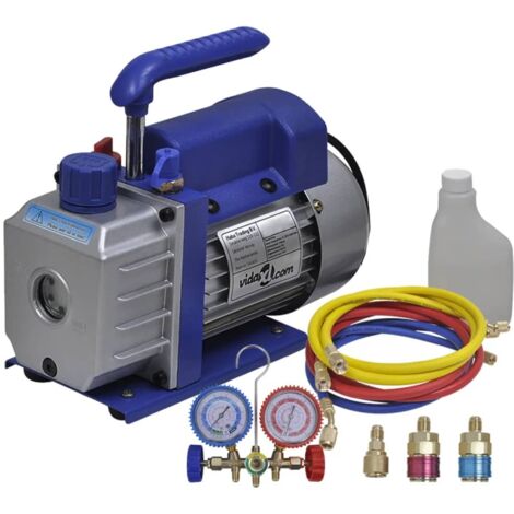 vidaXL Vakuumpumpe Einstufig mit 2-Wege-Verteiler-Manometer Set