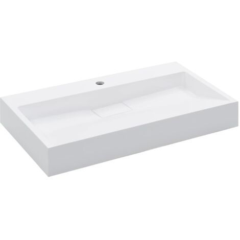 Waschbecken 80x46x11 cm Mineralguss/Marmor Weiß