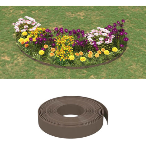 vidaXL Garden Edgings 2 pcs Brown 10 m 10 cm Polyethylene