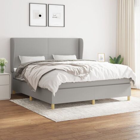 vidaXL Lattenrostbett mit Matratze Hellgrau 180x200cm Stoff (1/5)
