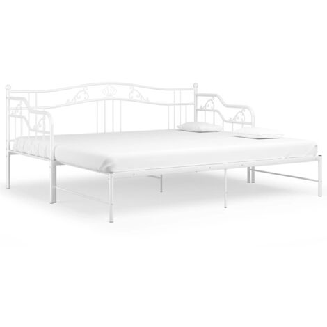 Erweiterbares Schlafsofa-Rahmen Weiß Metall 90x200 cm