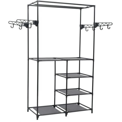 vidaXL Kleiderständer Stahl und Vliesstoff 87x44x158 cm Schwarz