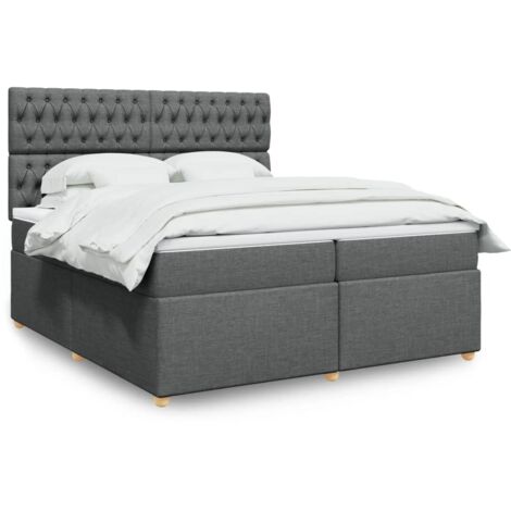Boxspringbett mit Matratze Dunkelgrau 200x200 cm Stoff vidaXL (1/5)