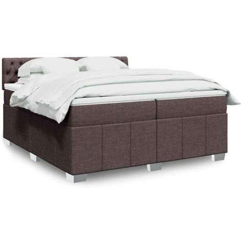 Boxspringbett mit Matratze Dunkelbraun 200x200 cm Stoff vidaXL