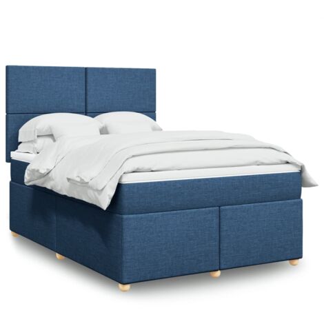 Boxspringbett mit Matratze Blau 140x200 cm Stoff vidaXL