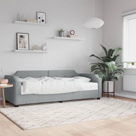 Tagesbett mit Matratze Hellgrau 90x190 cm Stoff vidaXL