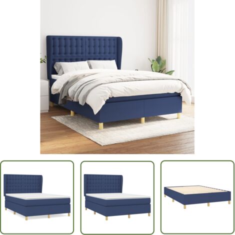 The Living Store Boxspringbett mit Matratze Blau 140x200 cm Stoff - Boxspringbett - Doppelbett - Schlafraumgestaltung - Bettenausstattung - Blau (1/5)