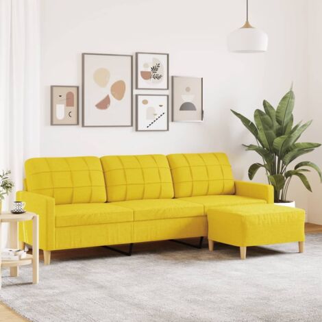 3-Sitzer Sofa mit Fußhocker Hellgelb 210 cm Stoff