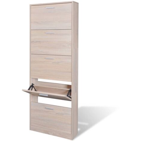 Schuhschrank aus Holz mit 5 Fächern Eichenoptik